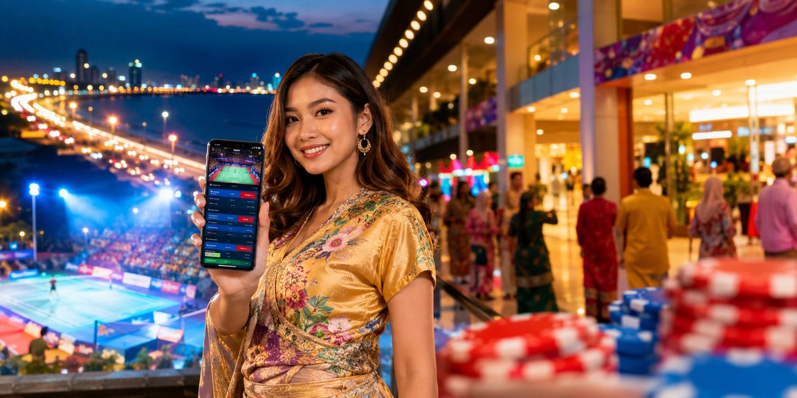 Pengguna menggunakan aplikasi mrcoin untuk taruhan bola sepak di Kuantan